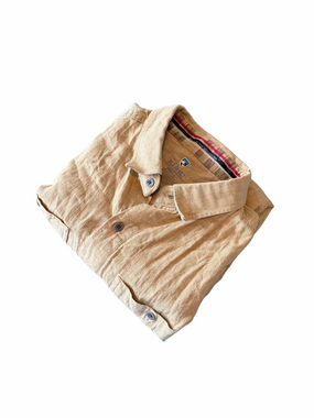Kuhl Light Brown Linen Button-Up Shirt - Casual Collared Shirt Size Small